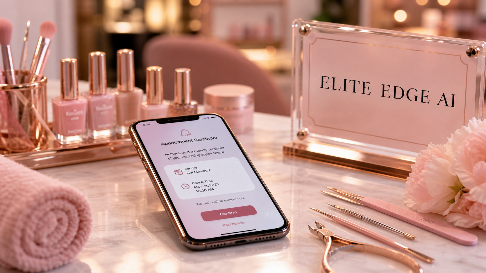 Elite Edge AI appointment reminder setup for nail salon deposits